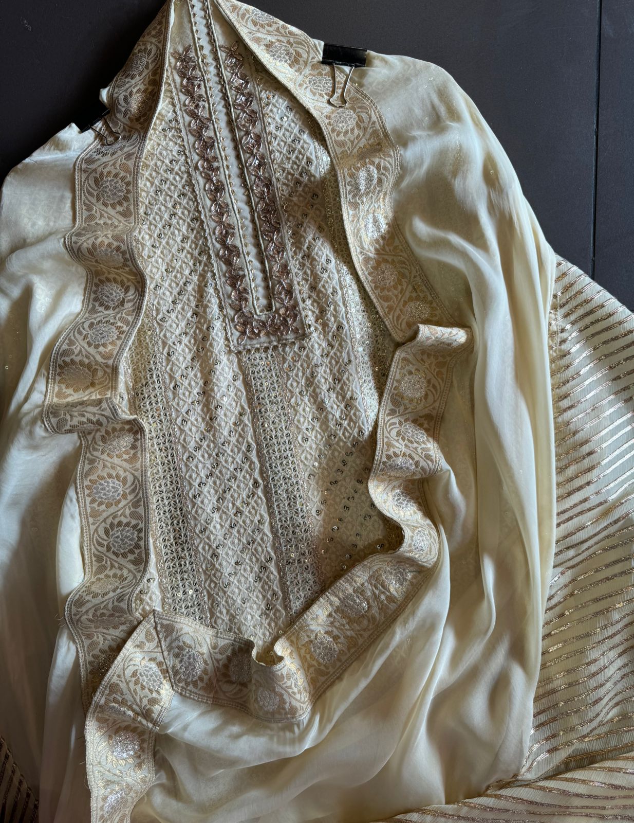 Soft and pure Georgette lakhnavi embroidered shirt